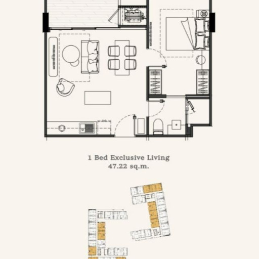 The GENS by Botanica, Односпальные квартиры - от 34 м² до 47 м²